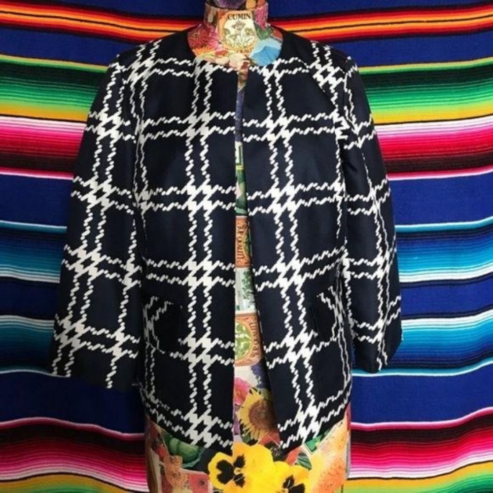 Pendleton Silk Patterned Weave Blazer Ricrac - image 1